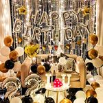 Party Propz Silver Happy Birthday Decoration Kit Combo 42Pcs For 22 Birthday Decor Pennant Banner (cardstock), Balloon, Heart , Star Foil Girls Boy Age Décor Or Gifts With Led Fairy Lights