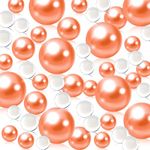 150 PCS Rose Gold Pearls Beads with 8000 PCS Transparent Water Gels | Rose Gold Floating Pearls | 8/14/20 mm Rose Gold Floating Beads for Vases, No Hole Beads | Rose Gold Pearl Vase Fillers