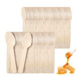 300 Pack Disposable Wooden Spoons, Mini Wood Ice Cream Dessert Spoons, Biodegradable Spoons for Eating Coffee Dinner Utensils Party Supplies