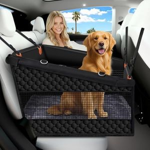 Buatis XL Large Dog Car Seat Cover with Dog Bed Mat for Back Seat Half - Single Seat Travel Hammock Extender, Waterproof Hard Bottom for Medium & Large Dogs, Car SUV Truck Vehicle