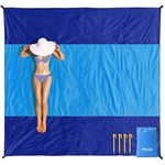MIULEE Beach Blanket Beach Mat Extra Large 280 x 290cm Waterproof Sandproof Picnic Blanket Sand Water Resistant Oversize with 4 Fixed Nails for Beach Travel Camping Hiking Picnic Blue-mixed
