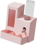 Quhoxdye Guinea Pig Food Water Dispenser, Hamster Water Bottle, 2 in 1 No-Drip Automatic Dispenser for Guinea Pig Cage, Hanging Guinea Pig Water Dispenser, Chinchilla, Ferret, Hamster Small (Pink)