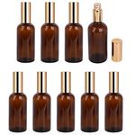 Foraineam 9 Pack 100ml / 3.4 oz. Amber Glass Spray Bottle with Atomizer, Fine Mist Spray, Refillable Container for Perfume, Cleaning Products, Essential Oils