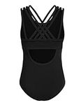 Arshiner Girls' Gymnastic Ballet Leotards Crisscross Straps Sleeveless Tank One Piece Outfit,Black,6-7 Years