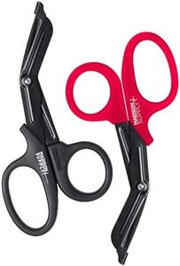 Madison Supply Medical Scissors, EMT and Trauma Shears - 7.5 Inch Premium Quality Stainless Steel Bandage Scissors - Fluoride-Coated with Non-Stick Blades - 2 Pack (Black/Red)