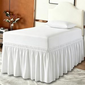 ANARACHON Dorm Bed Skirt Twin XL 36 Inch Drop, 100% Microfiber Extra Long College Dust Ruffle Bedskirt for Adjustable Beds, Elastic Wrap Around Design, White