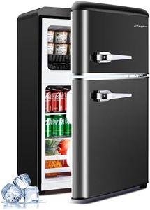 Anypro 3.2 Cu.Ft Compact Refrigerator Mini Fridge with Freezer, Retro Double Door Small Fridge, 7 Level Thermostat Removable Shelves, Small Refrigerator for Dorm, Office, Bedroom, Black