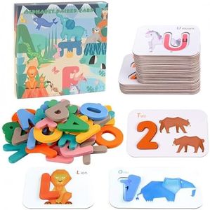 KANCAI Set di Puzzle di Legno Alfabeto ABC Riconoscimento dei Numeri Giocattolo Educativo per Bambini Ragazze Ragazzi