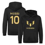 BlackMacaw Kids Lionel Messi Inspired Soccer Hoodie Jumper footy merch Jumper Messi Merch Messi Boys Girls Gift Top Tee 3-13yrs Number 10#10_BLK_9-11