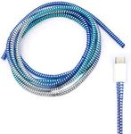 Cable Protector Animal Proof Wire Repair, Cord Protector for Pets Headphone Saver Spiral Cable Wrap Strain Relief, Cord Sleeve for Phone Cable USB Date Cable, 60 inches, 2 pcs, Silver-Gradient Blue