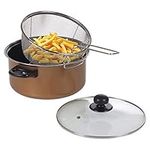 Deep Fat Fryer Set Black Marble or Copper Look Chip Pan (Copper)