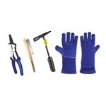 KEEAN Welding Tools, MIG Welding Pliers Multi-function 8" Anti-Rust MIG Pliers with High Carbon Steel Welding Cylindrical Chipping Hammer, Wire Brush WITH HEAT & FIRE "14" BLUE GLOVES