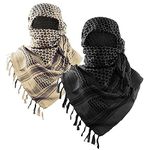 Luxns Military Shemagh Tactical Desert Scarf / 100% Cotton Keffiyeh Scarf Wrap for Men And Women, Black and Beige / 2pack, One Size