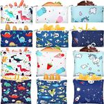 12 Pieces Reusable Snack Bags for Kids Zipper Snack Pouches Washable Silicone Sandwich Bags Food Safety Snack Bags Dual Layer Bag (Funny Style)