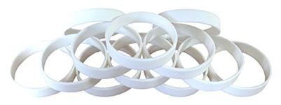 1 Dozen Multi-Pack WHITE Wristbands Bracelets Silicone Rubber - Select from a Variety of Colors (White, Adult (8" 202mm))