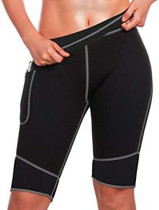 Bingrong Pantalones para Mujer Pantalón de Sudoración Pantalones Cortos de Neopreno térmicos para Ejercicio para Pérdida de Peso Deportivo (Negro, Large)