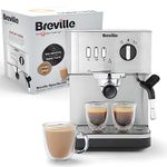 Breville Bijou Espresso Machine | Automatic and Manual Espresso, Cappuccino & Latte Maker | 15 Bar Pump | Steam Wand | Silver [VCF149]