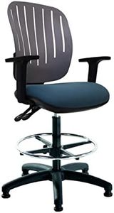 LAB SPACE Flexi Draughtsman Chair, High Back Draughtsman Chair, with Adjutable Arms, Flexi Back with Shaped Lumbar Curved Back, Drafter Chair, Drafting Chair (Grey Flexi Back, Black)