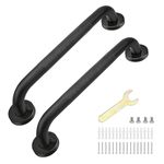 sunzone 2 PCS Bathroom Grab Bars, 12-inch Anti Slip Grab Bars, Chrome SUS 304 Stainless Steel Bathroom Shower Handles,Safety Hand Rail Support, Grab Bars for Senior Handicap Elderly Injury,Black