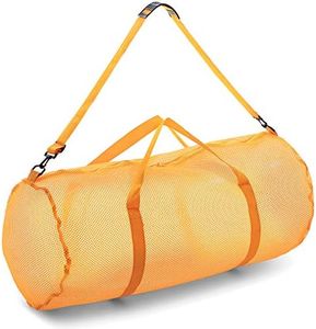 Champion Sports Mesh Duffle Bag with Zipper and Adjustable Shoulder Strap,15” x 36”,Yellow-Multipurpose,Oversized Gym Bag for Equipment,Sports Gear,Laundry-Breathable Mesh Scuba and Travel Bag