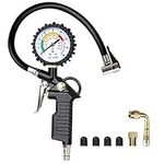 URAQT Tyre Pressure Gauge, 220 PSI Tyre Inflator with Pressure Gauge Air Compressor, Valve Air Chuck and 90 Degree Valve Extender for Heavy Duty Car Motorcycle Bicycle