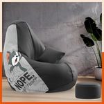 Pi Bean Bags with Beans Filled 5XL VibeBoost Premium Bean Bag with Free Cushion and Footrest - Official : Slackers? Lounge Combo (Matching Color : Regular, Not Today-Black)