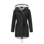 YYNUDA Womens Winter Hooded Coat Fleece Jacket Warm Ladies Coat Long Sleeve Parka Coat Black XXL