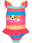 PAW PATROL Bathing Suit | Skye Swimsuit for Girls | Striped One Piece Swimsuit | Pink 3T