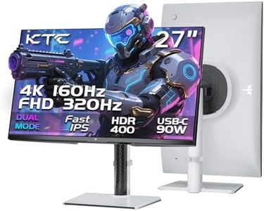 KTC 27 Inch 4K Gaming Monitor, Dual Mode UHD 160Hz & FHD 320Hz, Fast IPS, HDR400, Adaptive Sync, 90W Type-C, HDMI 2.1 & DP 1.4, Height Adjustment PC Monitor, VESA, KVM Support, H27P6