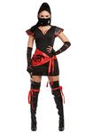 Dreamgirl 11930 Ninja Adult Costume, Black/Red, S