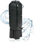 Black Outdoor Slim Line 100 Litre Space Saver Rain Collector Water Butt Kit Complete With Stand, Lid & Diverter