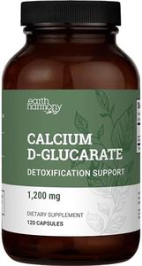 Earth Harmony Calcium D-Glucarate 1200mg - Advanced Detoxification Support & Double The Strength of Calcium D Glucarate 500mg - 120 Capsules (2-Month Supply)