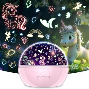 Unicorn Night Light for Girls, Pink Star Projector Night Light for Kids, 360 Degree Rotating Night Light for Baby Room Decor Nursery Birthday Unicorn Toys for 3-12 Year Old