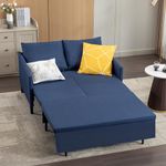 XSPRACER Convertible Sleeper Sofa Bed Chair 3 in 1, Sleeper Sofa Couch with Pullout Bed, Loveseat Sofa Bed with Storage, for Living Room, RV, Bedroom, Balcony, Linen, Blue