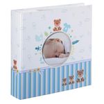 Hama "Tim" Memo Photo Album | 22.5x22cm | With Space to Insert a Photo in the Cover | With Space for Memos and Notes on Each Page | For 10x15cm Pictures | 100 Pages | For 200 Photos | Blue and White