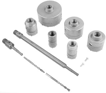 10Pcs TCT Juego de Sierra de Agujero de Hormigón, SDS Plus Extensión de Mango de Tungsteno de Mampostería Cortadores de Agujero de Pared para Taladrar Ladrillo Hormigón Cemento Piedra
