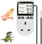 NEKOSUKI Digital Temperature Controller, LCD Screen Heating Cooling Reptile Thermostat with Sensor Probe for Snake, Lizard, Incubator, Brewing, Incubator, Greenhouse, Terrarium ℉/℃ 16A 230V