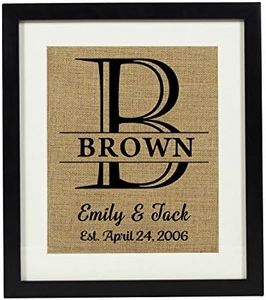 Darling Souvenir Wall Decor Personalized Couple Wedding Sign Gift Mr & Mrs-Burlap Print with Frame