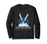 Telemark Skiing Free Your Heels Ski Skiing Lover Long Sleeve T-Shirt