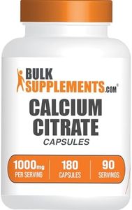 BulkSupplements.com Calcium Citrate Capsules - Calcium Supplements for Bone Health - Unflavored and No Filler - 1000mg (210mg of Calcium) per Serving - 3-Month Supply (180 Capsules)