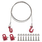 HIRCQOO 1/10 RC Simulation Metal Trailer RC Rescue Tow Hook with Steel RC Tow Rope Wire Compatible with Traxxas TRX-4 Tamiya CC01 Axial SCX10 Redcat Gen7 D90 HSP 1/10 RC Crawler Car Truck