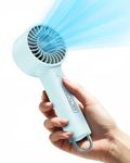 ARCTICOOL Ice-Cool Portable Mini Fan with Semiconductor Cooling Tech - 7500RPM Rechargeable Handheld Fan with Buckle, 2000mAh Battery, Pocket-Sized Cooling for Makeup, Travel, and Outdoor Use (Blue)