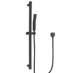 BEIYI Matte Black Hand Shower with Slide Bar High Pressure Square Shower Head with Handheld Spray 29" Shower Slide Bar Adjustable Height, BY008HSe