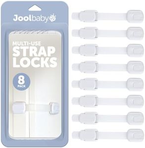 Child Safety Strap Locks (8 Pack) for Fridge, Cabinets, Drawers, Dishwasher, Toilet, Adhesives No Drilling - Jool Baby