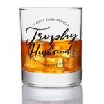 Trophy Husband Whiskey Glass, Bourbon Christmas Gifts for Husband Men Dad Grandpa, Anniversary Birthday Gift Ideas