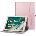 Fintie Case for iPad Pro 12.9 2nd Gen 2017 / iPad Pro 12.9 1st Gen 2015 - [Corner Protection] Multi-Angle Folio Stand Cover w/Pocket, Auto Wake/Sleep for Apple iPad Pro 12.9 Inch Table, Rose Gold