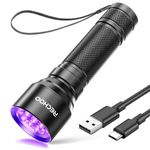 RECHOO UV Flashlight Black Light, 21 LED 395nm Ultraviolet Rechargeable Flashlights UV Light, Waterproof Portable BlackLight Flashlights for Pet Urine Detection, Dry Stains, Bed Bug, Fluorescent Agent