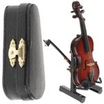 1 Set Miniature Violin Model Stand Case Exquisite Violin Ornament Home Office Decor Photo Prop