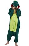 Women's Adult Pajamas Unisex Animal Onesies Novelty Pyjamas Nightwear Halloween Homewear Cosplay Costume Loungewear Onepiece , Green, L( 168-177CM )