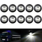 KATUR 3/4" Round LED Front Rear Side Marker Indicators Light Waterproof Bullet Clearance Marker Light 12V for Car Truck (White)